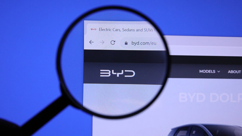 BYD with magnified logo
