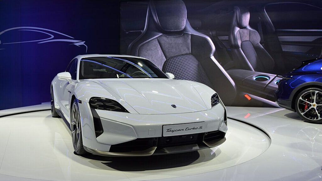 Taycan turbo s in showroom