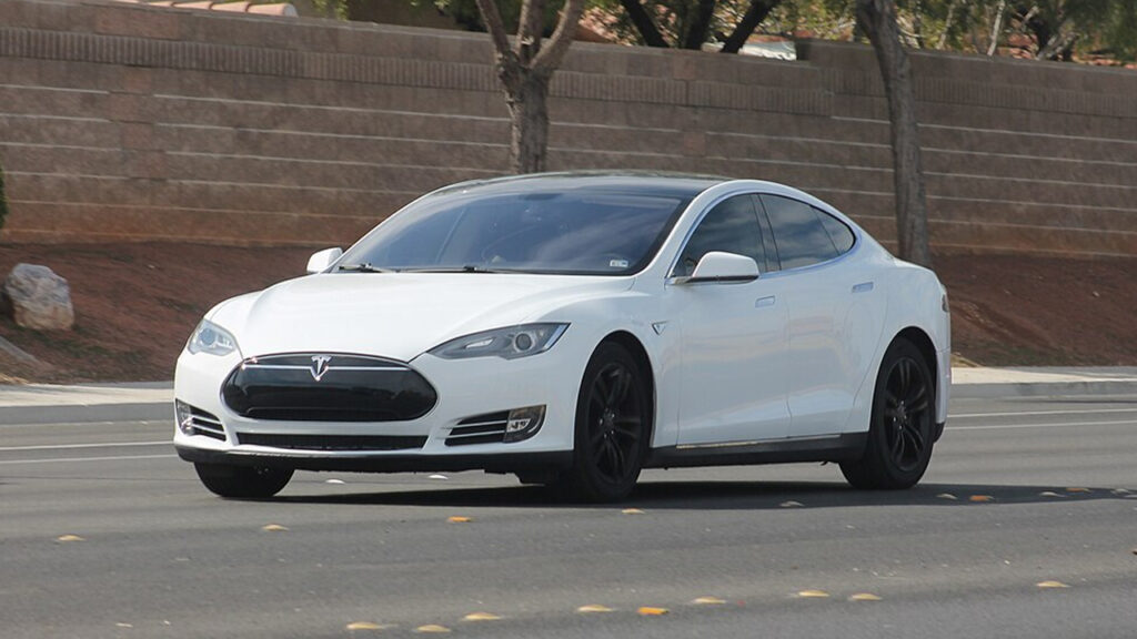 Tesla model S on street