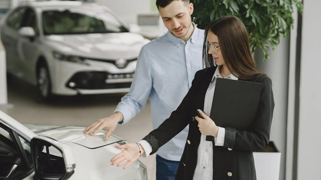 selling car in showroom
